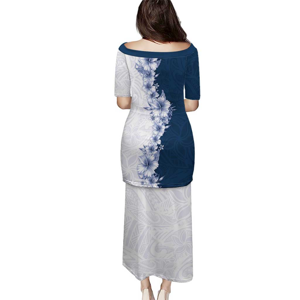 Hawaii Hibiscus Flowers Puletasi Blue Polynesian Pattern LT05 - Polynesian Pride