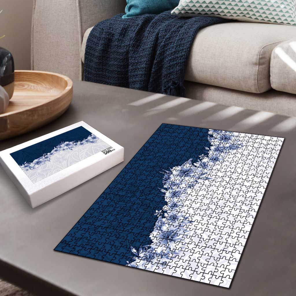 Hawaii Hibiscus Flowers Puzzle Blue Polynesian Pattern LT05 - Polynesian Pride