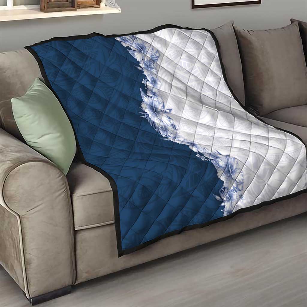 Hawaii Hibiscus Flowers Quilt Blue Polynesian Pattern LT05 - Polynesian Pride