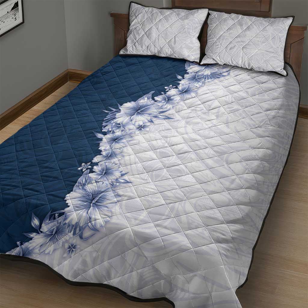 Hawaii Hibiscus Flowers Quilt Bed Set Blue Polynesian Pattern LT05 - Polynesian Pride
