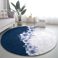 Hawaii Hibiscus Flowers Round Carpet Blue Polynesian Pattern LT05 - Polynesian Pride