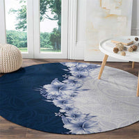 Hawaii Hibiscus Flowers Round Carpet Blue Polynesian Pattern LT05 - Polynesian Pride