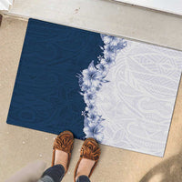 Hawaii Hibiscus Flowers Rubber Doormat Blue Polynesian Pattern LT05 - Polynesian Pride