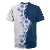 Hawaii Hibiscus Flowers Rugby Jersey Blue Polynesian Pattern LT05 - Polynesian Pride