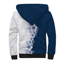 Hawaii Hibiscus Flowers Sherpa Hoodie Blue Polynesian Pattern LT05 - Polynesian Pride