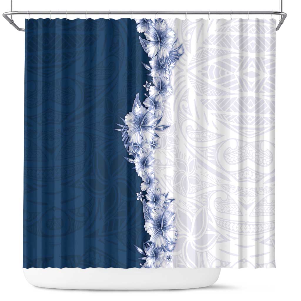 Hawaii Hibiscus Flowers Shower Curtain Blue Polynesian Pattern LT05 Blue - Polynesian Pride