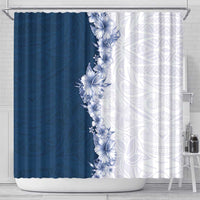 Hawaii Hibiscus Flowers Shower Curtain Blue Polynesian Pattern LT05 - Polynesian Pride