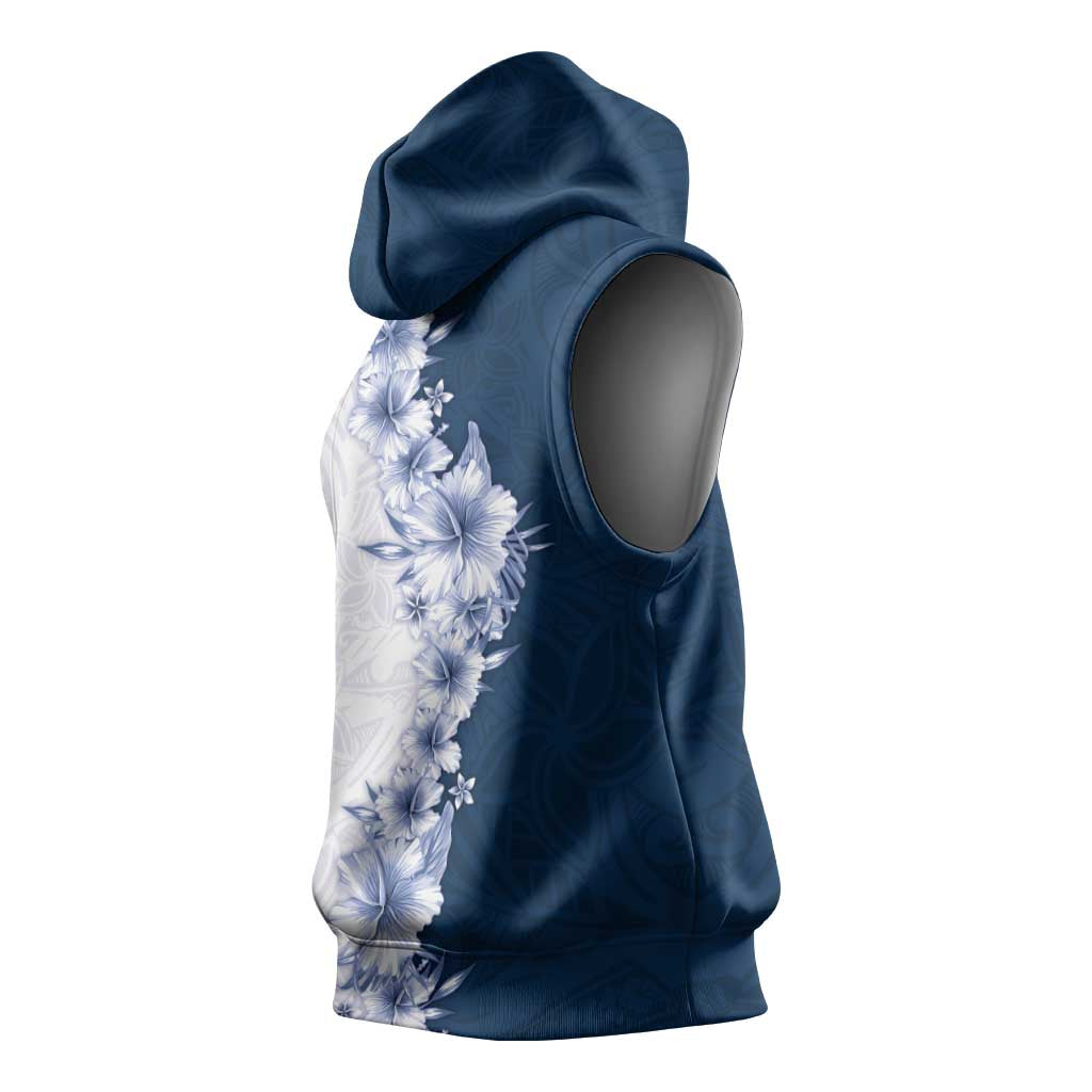 Hawaii Hibiscus Flowers Sleeveless Hoodie Blue Polynesian Pattern LT05 - Polynesian Pride