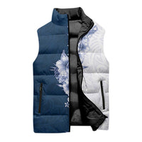 Hawaii Hibiscus Flowers Sleeveless Puffer Jacket Blue Polynesian Pattern LT05 - Polynesian Pride