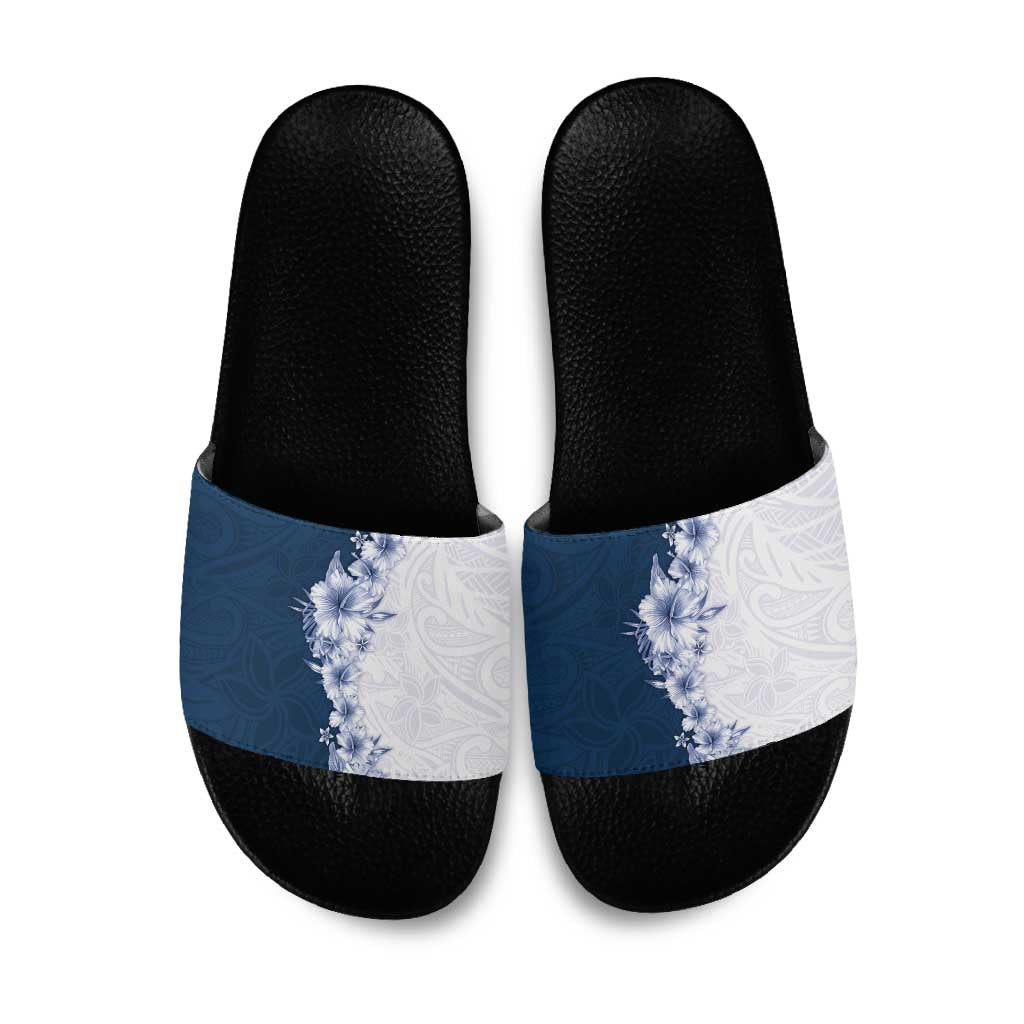 Hawaii Hibiscus Flowers Slide Sandals Blue Polynesian Pattern LT05 Blue - Polynesian Pride