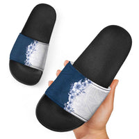 Hawaii Hibiscus Flowers Slide Sandals Blue Polynesian Pattern LT05 - Polynesian Pride