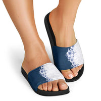 Hawaii Hibiscus Flowers Slide Sandals Blue Polynesian Pattern LT05 - Polynesian Pride