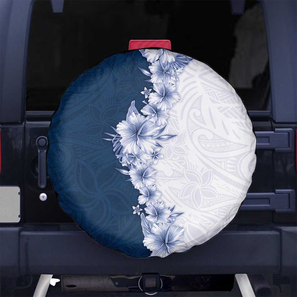 Hawaii Hibiscus Flowers Spare Tire Cover Blue Polynesian Pattern LT05 No hole Blue - Polynesian Pride