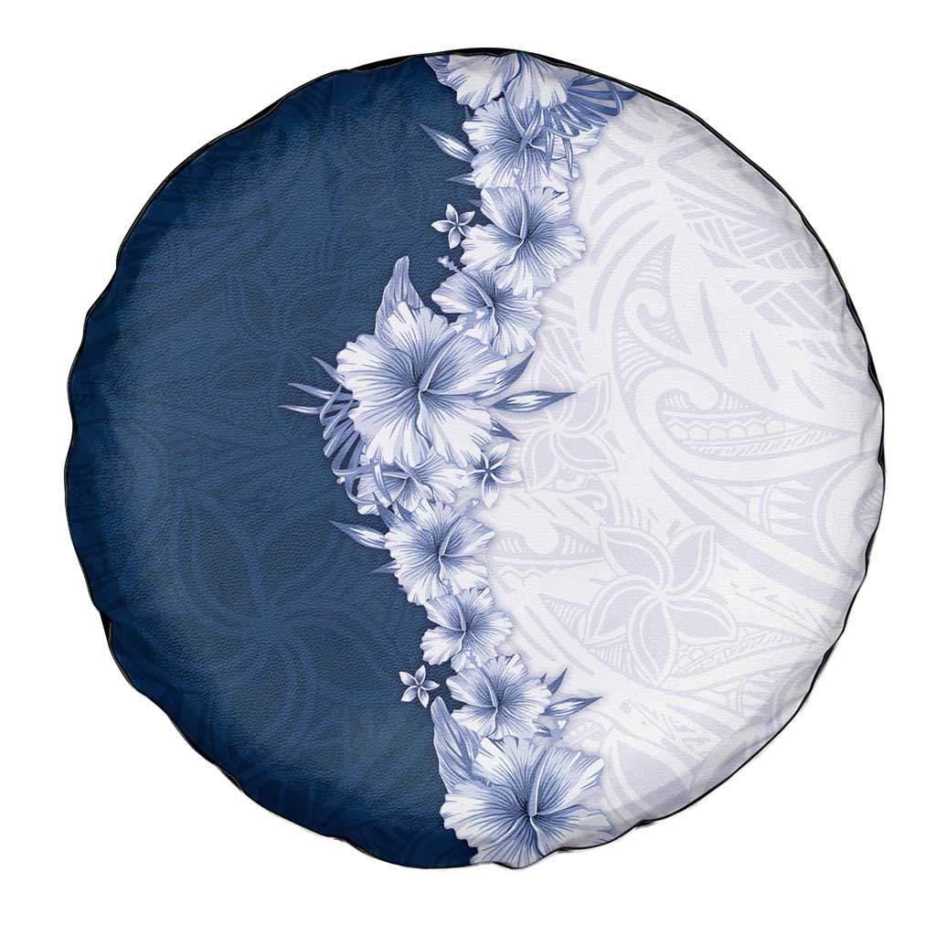 Hawaii Hibiscus Flowers Spare Tire Cover Blue Polynesian Pattern LT05 - Polynesian Pride