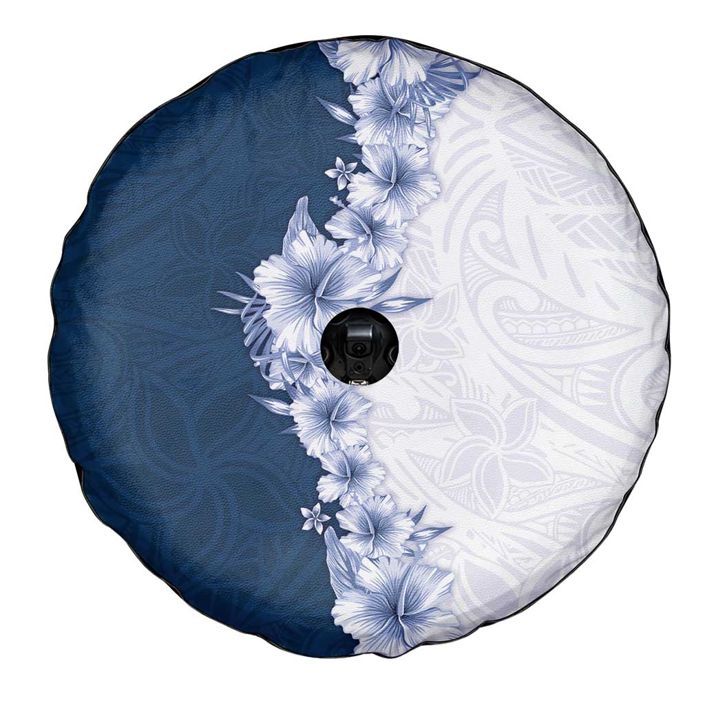 Hawaii Hibiscus Flowers Spare Tire Cover Blue Polynesian Pattern LT05 - Polynesian Pride