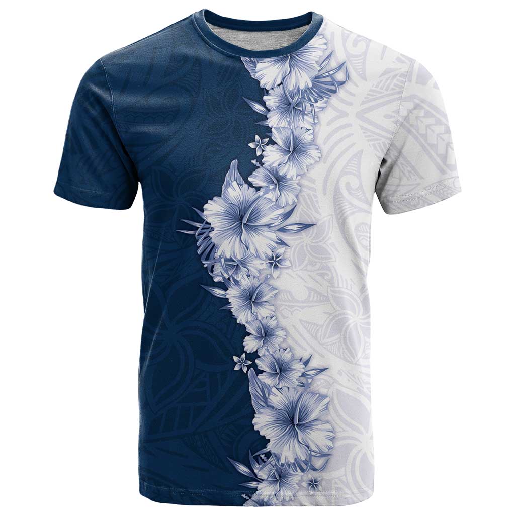 Hawaii Hibiscus Flowers T Shirt Blue Polynesian Pattern LT05 Blue - Polynesian Pride
