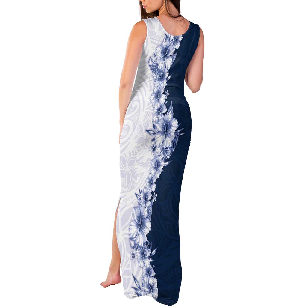Hawaii Hibiscus Flowers Tank Maxi Dress Blue Polynesian Pattern LT05 - Polynesian Pride