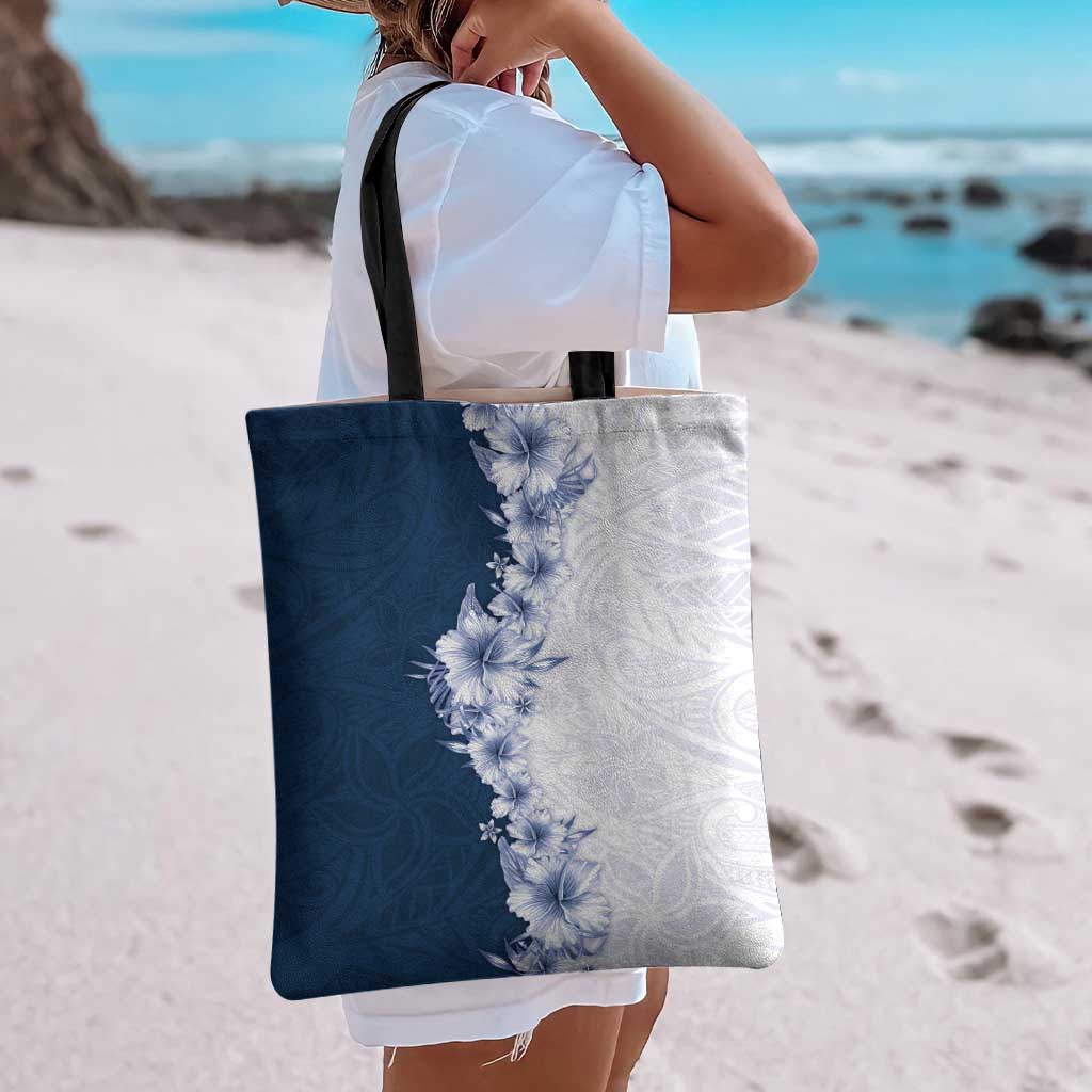 Hawaii Hibiscus Flowers Tote Bag Blue Polynesian Pattern LT05 - Polynesian Pride