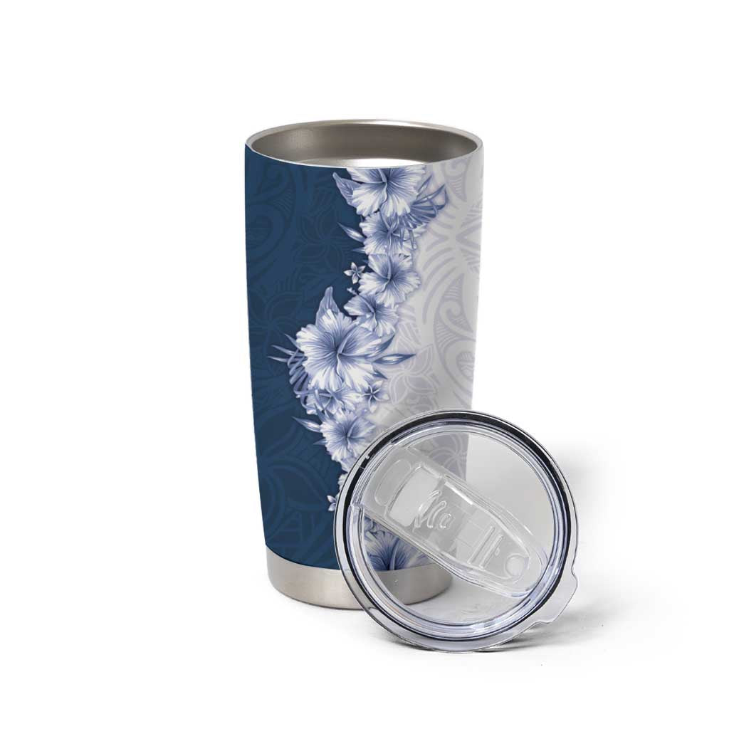 Hawaii Hibiscus Flowers Tumbler Cup Blue Polynesian Pattern LT05 - Polynesian Pride