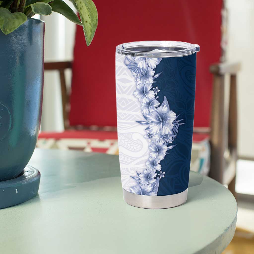 Hawaii Hibiscus Flowers Tumbler Cup Blue Polynesian Pattern LT05 - Polynesian Pride
