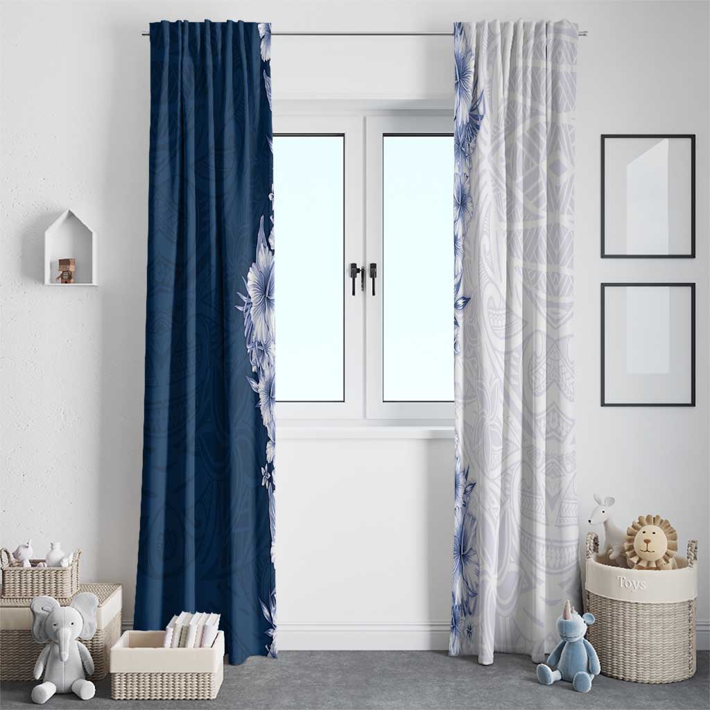 Hawaii Hibiscus Flowers Window Curtain Blue Polynesian Pattern LT05 - Polynesian Pride