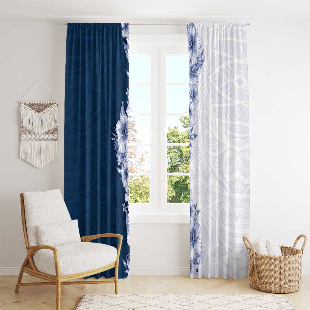 Hawaii Hibiscus Flowers Window Curtain Blue Polynesian Pattern LT05 - Polynesian Pride
