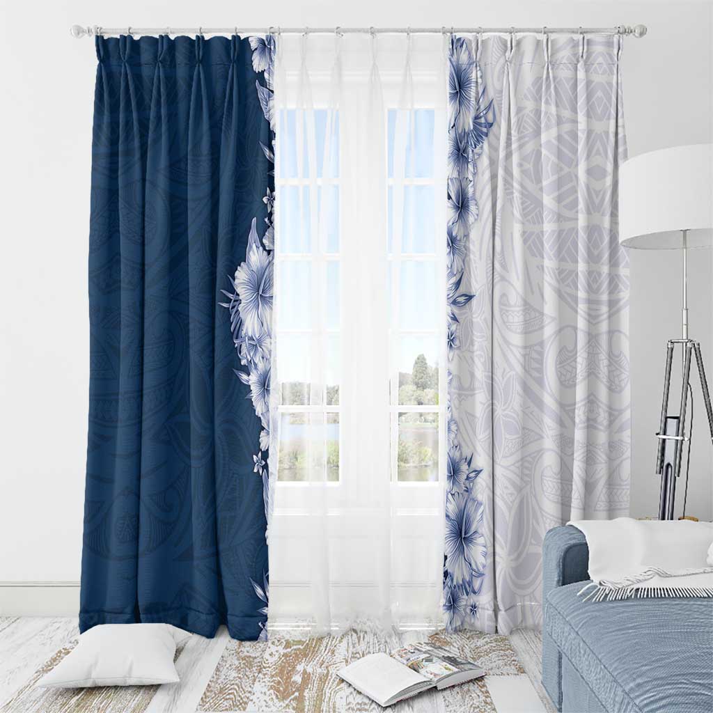 Hawaii Hibiscus Flowers Window Curtain Blue Polynesian Pattern LT05 - Polynesian Pride