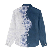 Hawaii Hibiscus Flowers Women Casual Shirt Blue Polynesian Pattern LT05 - Polynesian Pride