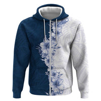 Hawaii Hibiscus Flowers Zip Hoodie Blue Polynesian Pattern LT05 Zip Hoodie Blue - Polynesian Pride