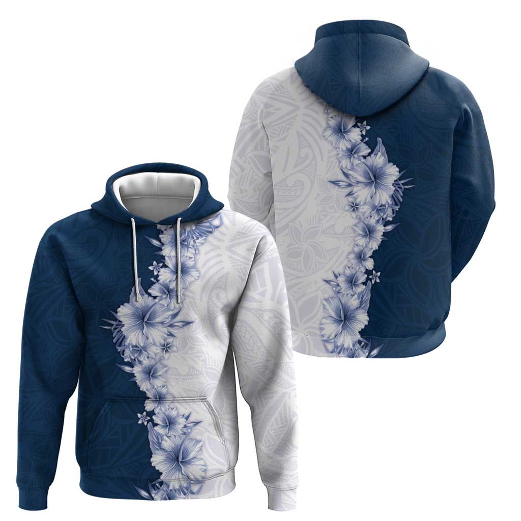 Hawaii Hibiscus Flowers Zip Hoodie Blue Polynesian Pattern LT05 - Polynesian Pride