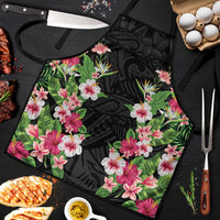 Hawaii Tropical Flowers Apron Black Polynesian Tattoo Art LT05 Black - Polynesian Pride
