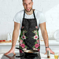Hawaii Tropical Flowers Apron Black Polynesian Tattoo Art LT05 - Polynesian Pride