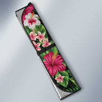 Hawaii Tropical Flowers Auto Sun Shade Black Polynesian Tattoo Art LT05 - Polynesian Pride