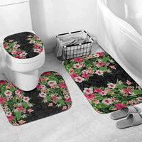 Hawaii Tropical Flowers Bathroom Set Black Polynesian Tattoo Art LT05 Mat Set Only (3 pcs) One Size Black - Polynesian Pride