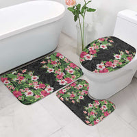 Hawaii Tropical Flowers Bathroom Set Black Polynesian Tattoo Art LT05 - Polynesian Pride