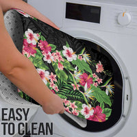 Hawaii Tropical Flowers Bathroom Set Black Polynesian Tattoo Art LT05 - Polynesian Pride
