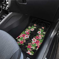 Hawaii Tropical Flowers Car Mats Black Polynesian Tattoo Art LT05 - Polynesian Pride