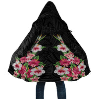 Hawaii Tropical Flowers Cloak Black Polynesian Tattoo Art LT05 Unisex Black - Polynesian Pride