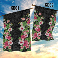Hawaii Tropical Flowers Garden Flag Black Polynesian Tattoo Art LT05 - Polynesian Pride