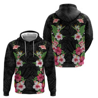 Hawaii Tropical Flowers Hoodie Black Polynesian Tattoo Art LT05 - Polynesian Pride