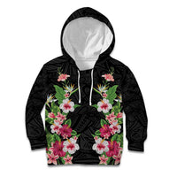 Hawaii Tropical Flowers Kid Hoodie Black Polynesian Tattoo Art LT05 Hoodie Black - Polynesian Pride
