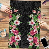 Hawaii Tropical Flowers Puzzle Black Polynesian Tattoo Art
