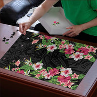 Hawaii Tropical Flowers Puzzle Black Polynesian Tattoo Art