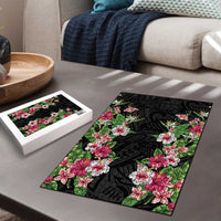 Hawaii Tropical Flowers Puzzle Black Polynesian Tattoo Art