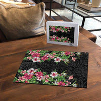 Hawaii Tropical Flowers Puzzle Black Polynesian Tattoo Art