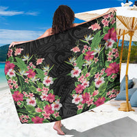 Hawaii Tropical Flowers Sarong Black Polynesian Tattoo Art