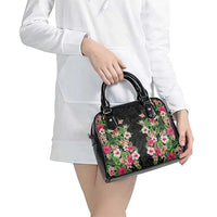 Hawaii Tropical Flowers Shoulder Handbag Black Polynesian Tattoo Art LT05 - Polynesian Pride