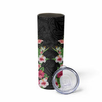 Hawaii Tropical Flowers Skinny Tumbler Black Polynesian Tattoo Art LT05 - Polynesian Pride
