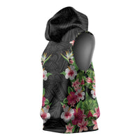 Hawaii Tropical Flowers Sleeveless Hoodie Black Polynesian Tattoo Art LT05 - Polynesian Pride