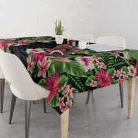 Hawaii Tropical Flowers Tablecloth Black Polynesian Tattoo Art LT05 - Polynesian Pride